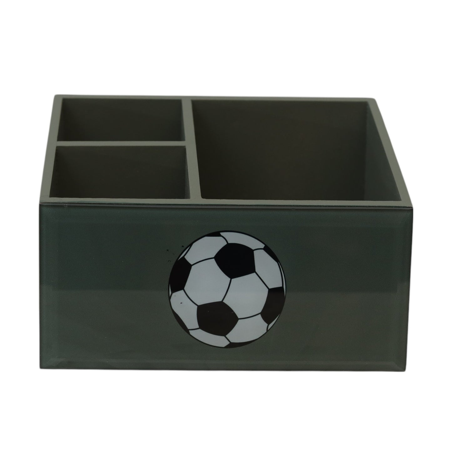 Premium Glass Stationery Desk Organizer with Football Design