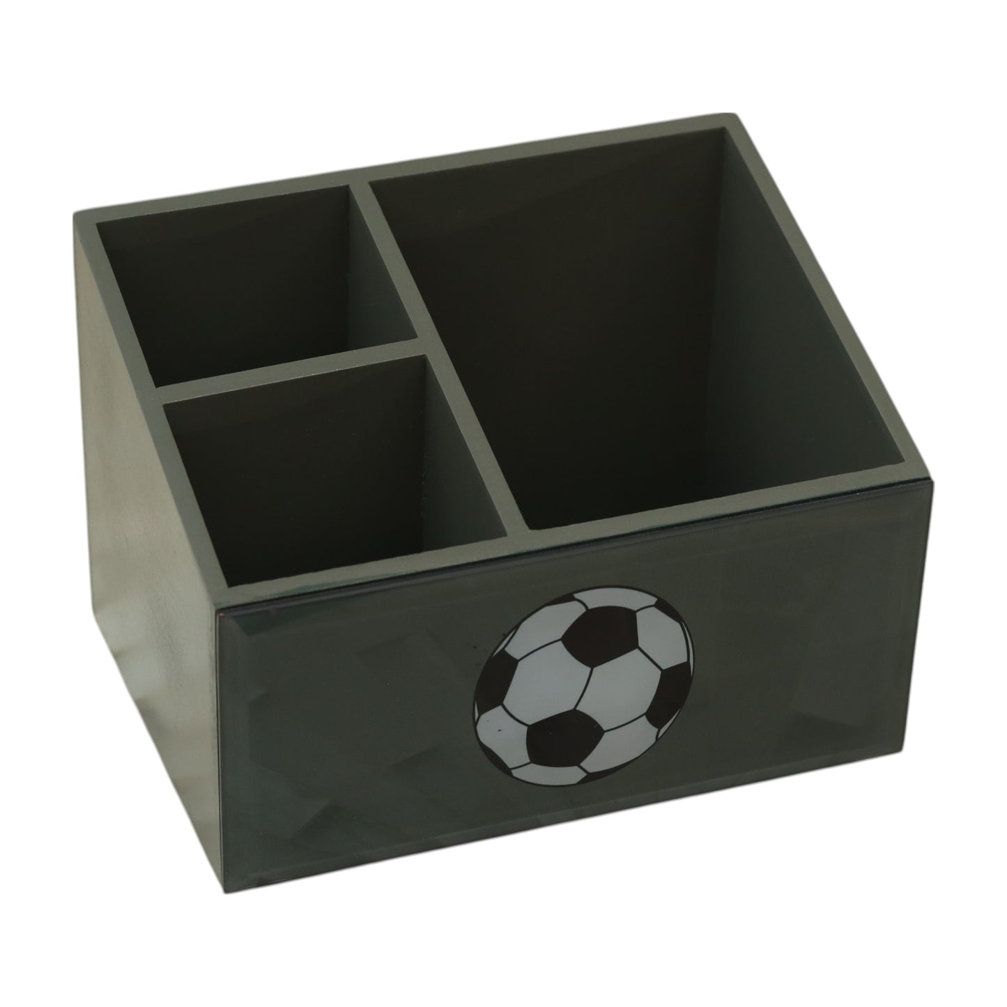 Premium Glass Stationery Desk Organizer with Football Design