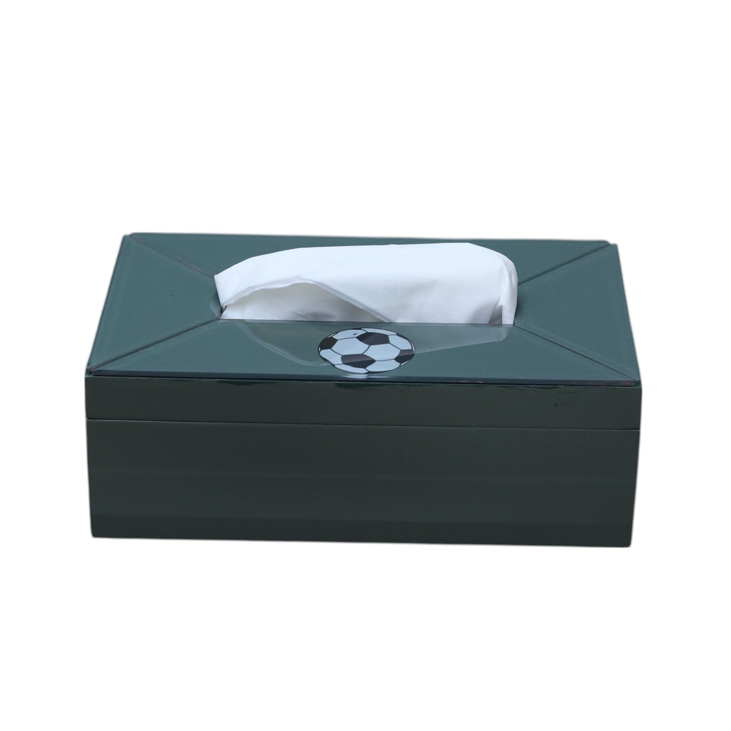 Premium Glass Tissue Box with Football Design