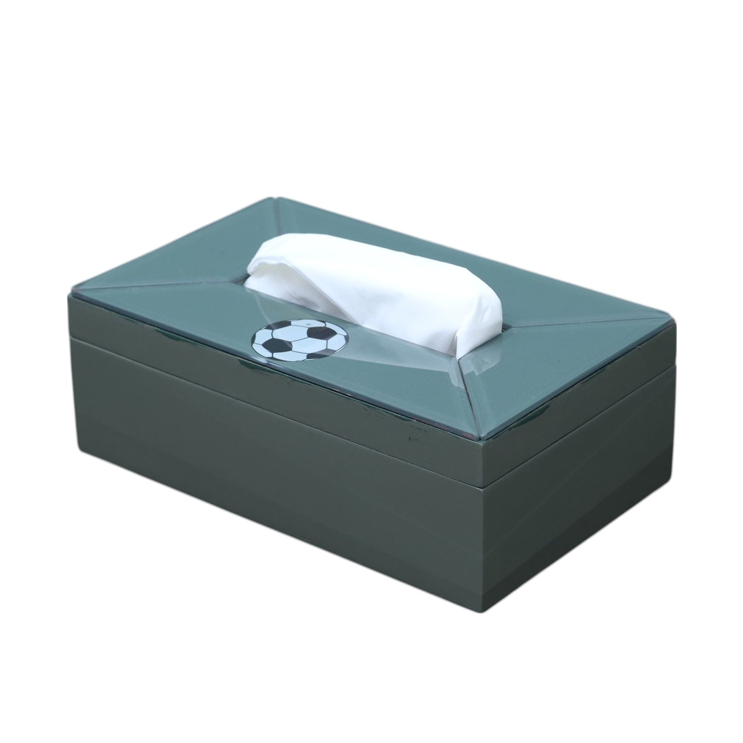 Premium Glass Tissue Box with Football Design