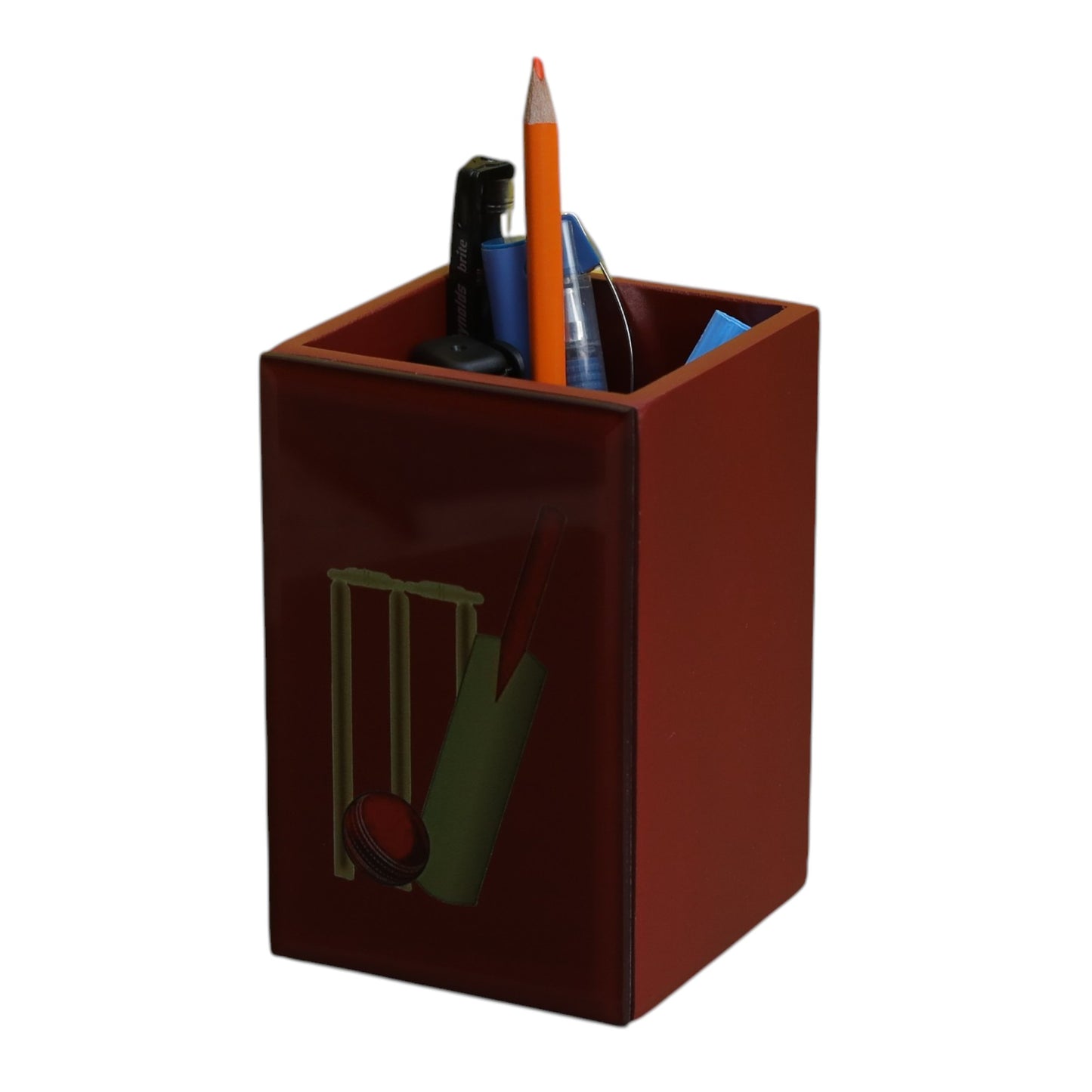 Premium Glass Pen Holder with Cricket