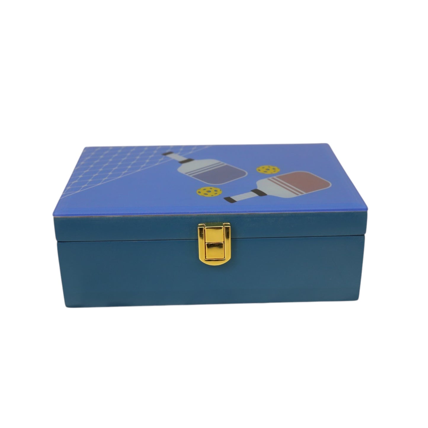 Premium Green Glass Storage Box with Pickle Ball Design