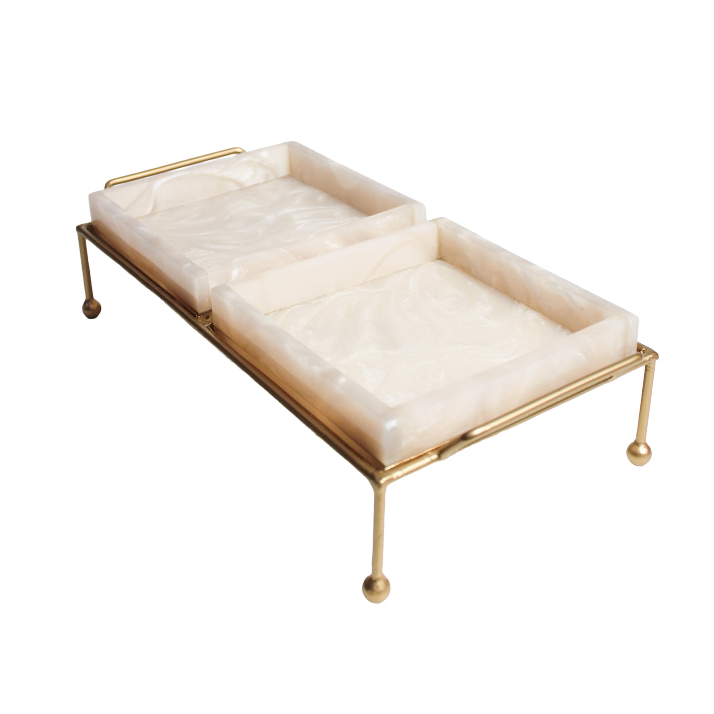 Premium Metal Twin Tray Serving Food Platter
