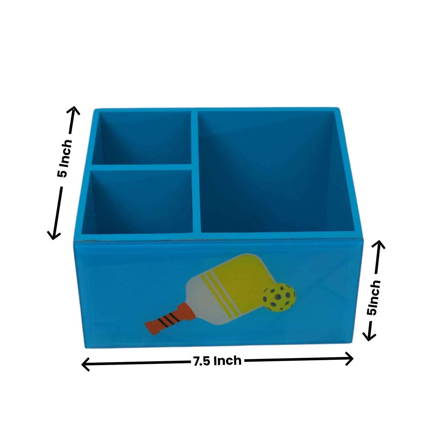 Premium Glass Stationery Desk Organizer with Pickle Ball Design