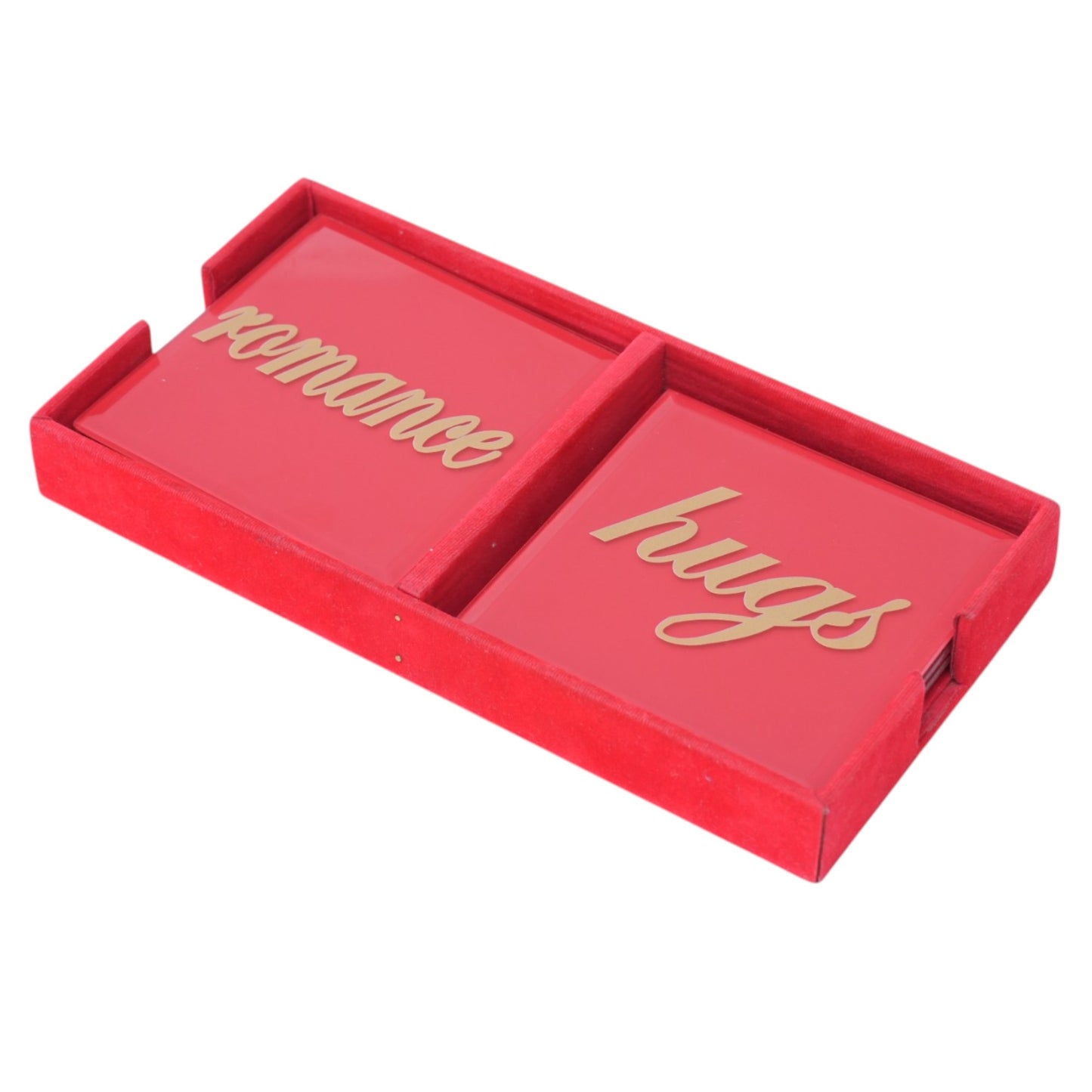 Red Colored Glass Coaster Set of Eight