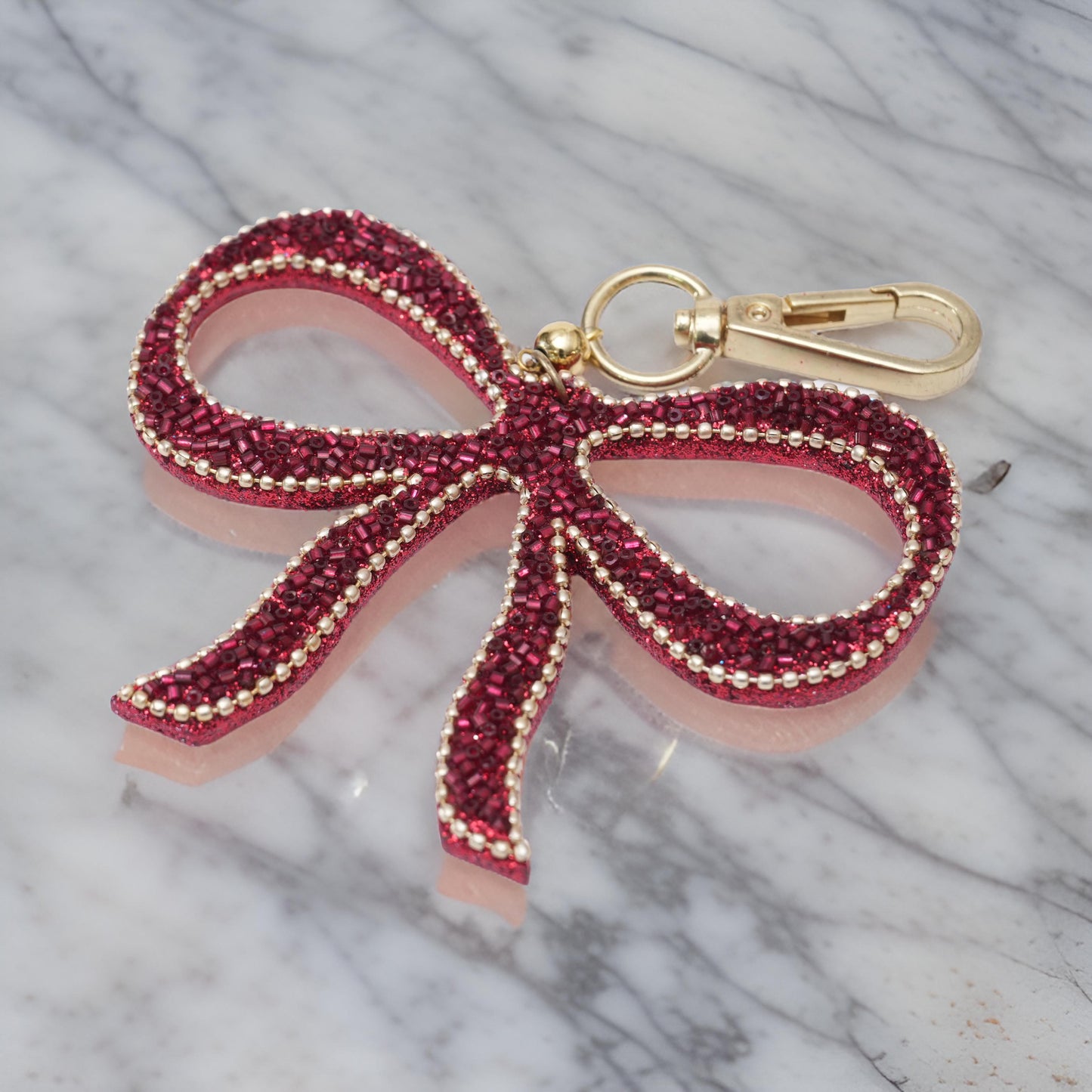 Red Lacquered Bow Bag Charm for Valentine's Day