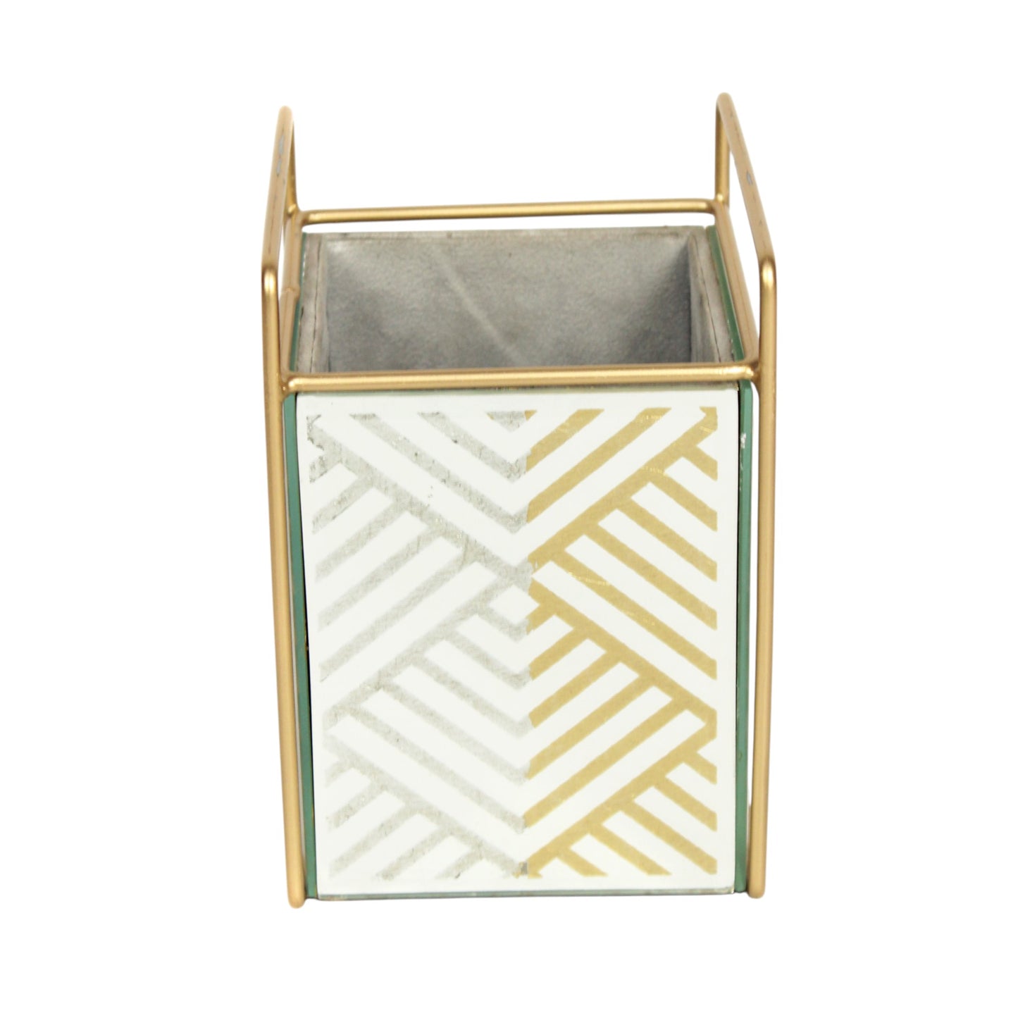 Luxury Silver Glass Geometric Design Cutlery Holder