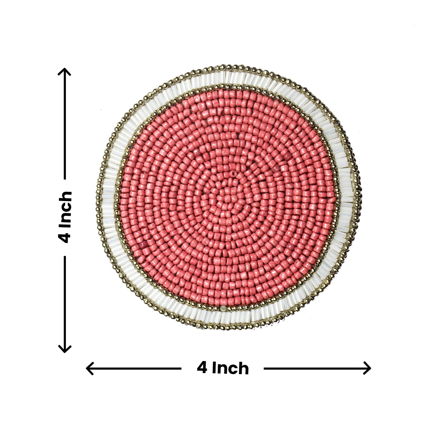 Beaded Embroidered Pink Ivory Coaster Set of Four