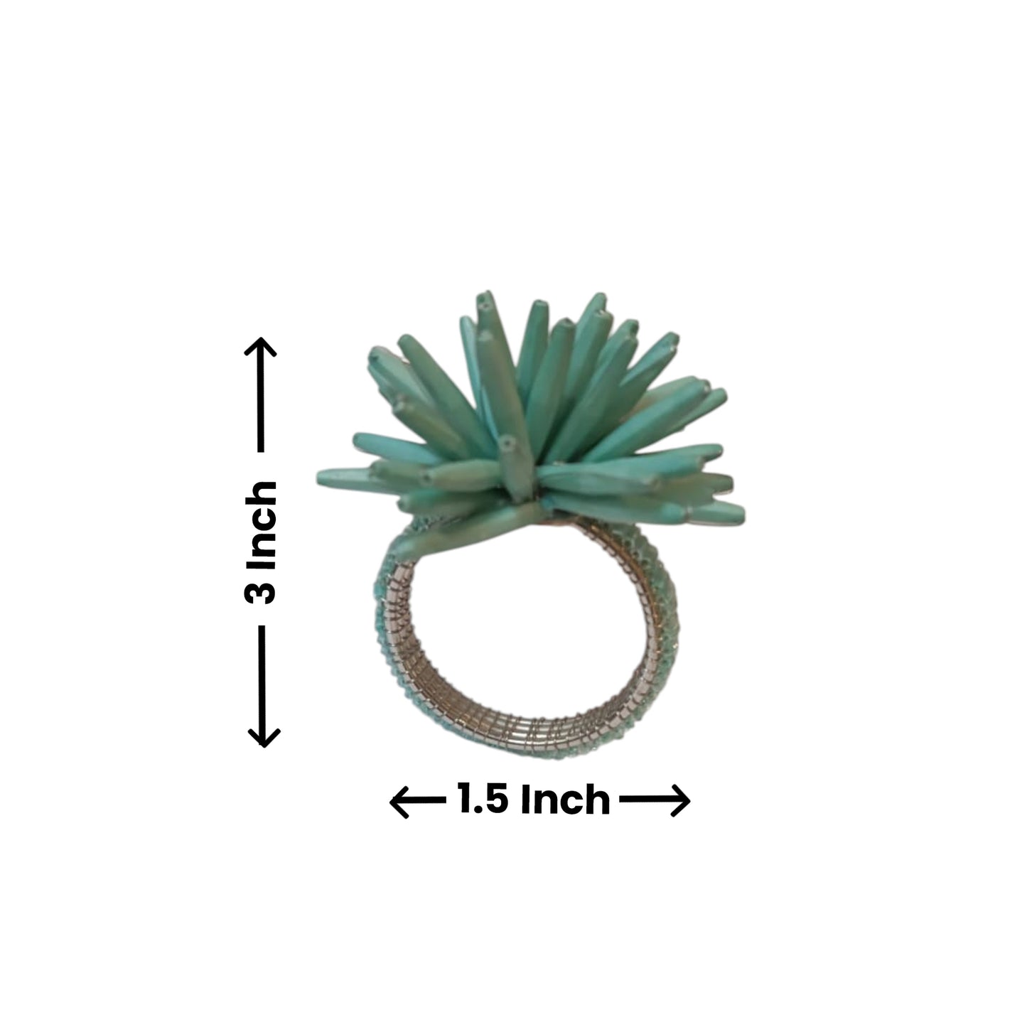 Turq Burst Design Napkin Ring Set of Four