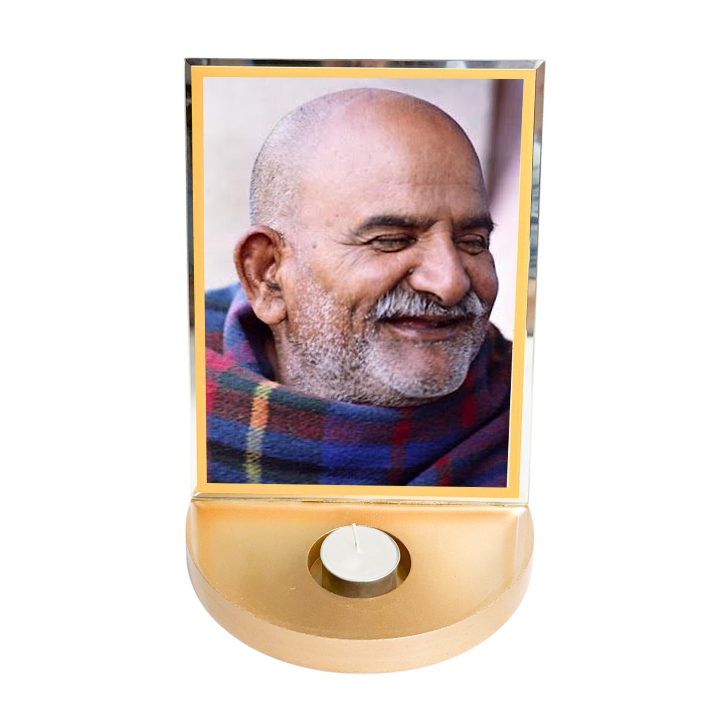 Neem Karoli Baba with T-light for Blessings