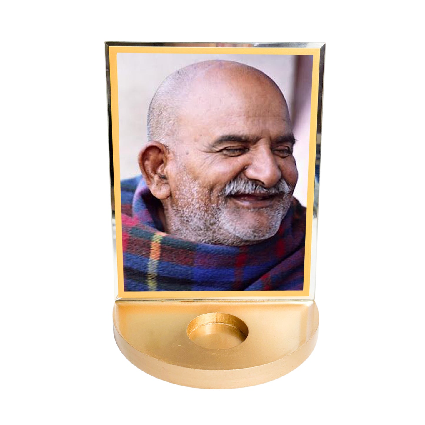 Neem Karoli Baba with T-light for Blessings