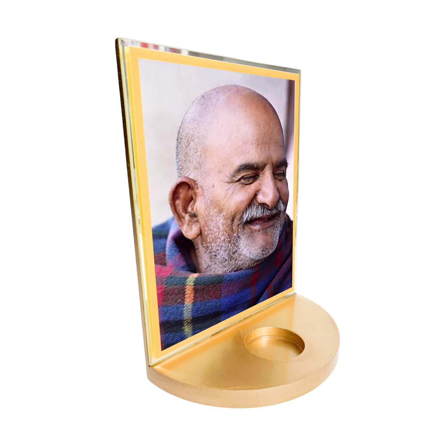 Neem Karoli Baba with T-light for Blessings