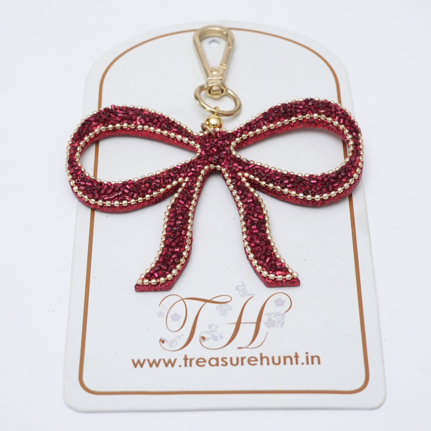 Red Lacquered Bow Bag Charm for Valentine's Day