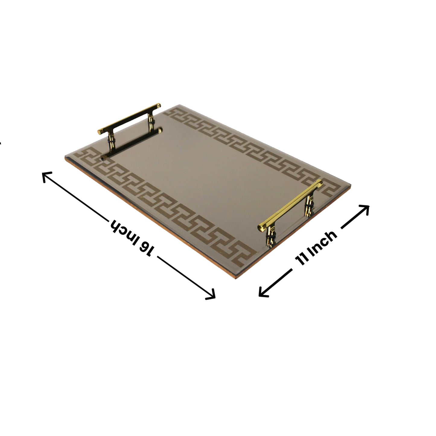 Glass & Printed Fabric Tray with Handles