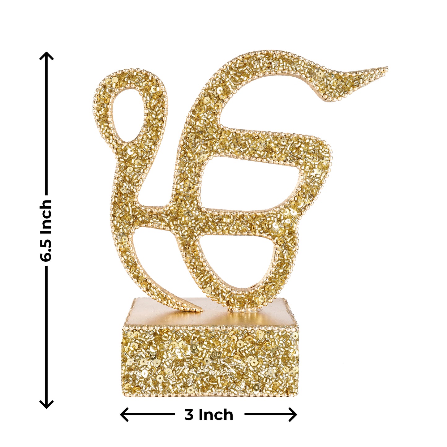 Decorative “Om & Omkara” with Glitter, Gold Color, Religious Table Décor-TH-222