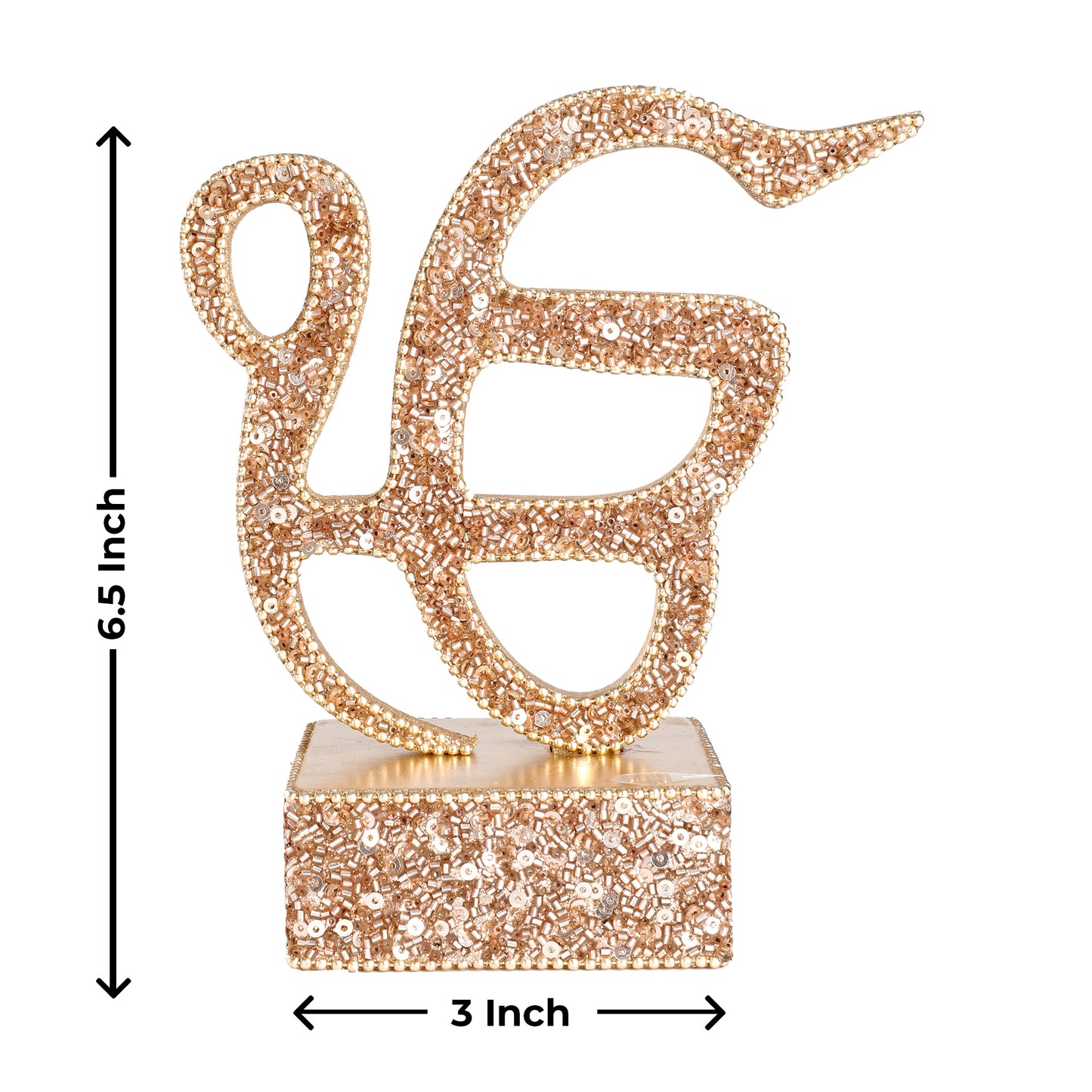 Decorative “Om & Omkara” with Glitter, Rose Gold Color, Religious Table Décor - TH-220