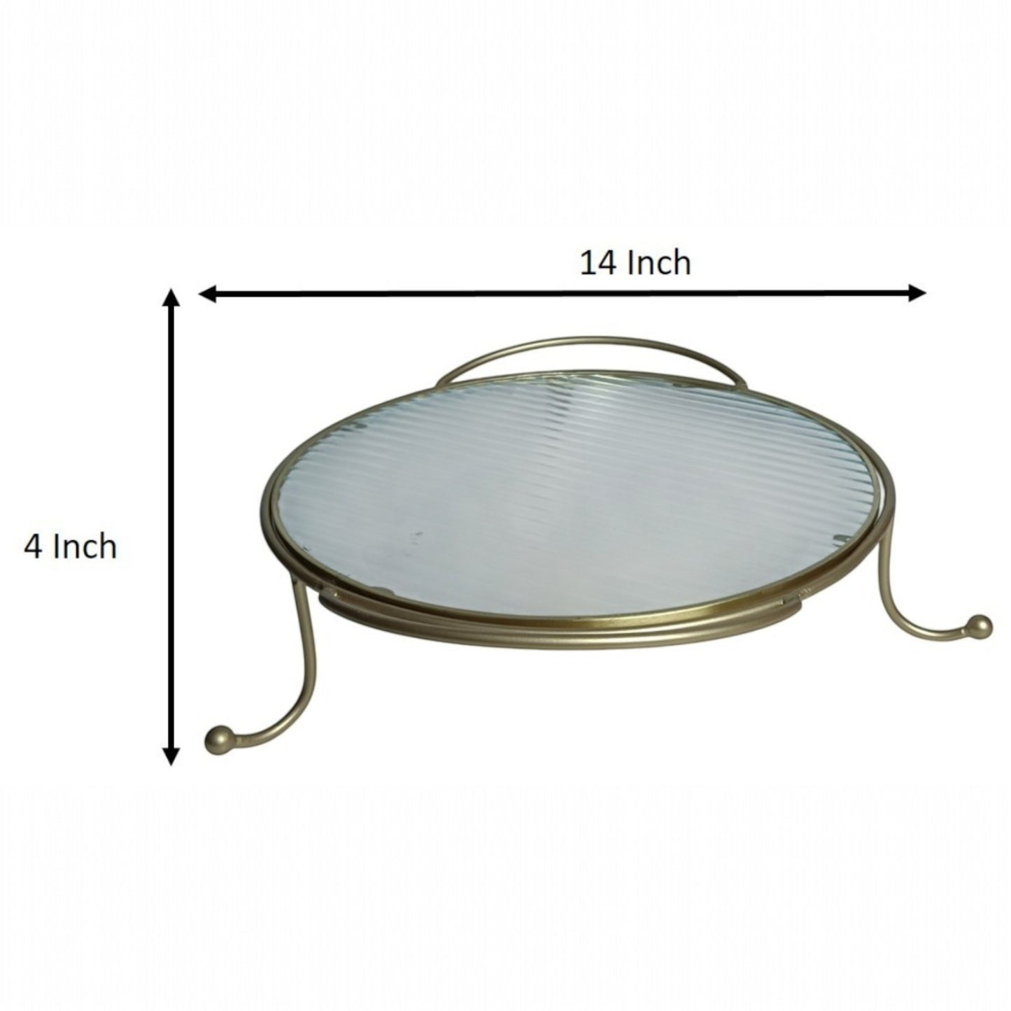 Metal Serving Food Platter with Designer Glass Tray
