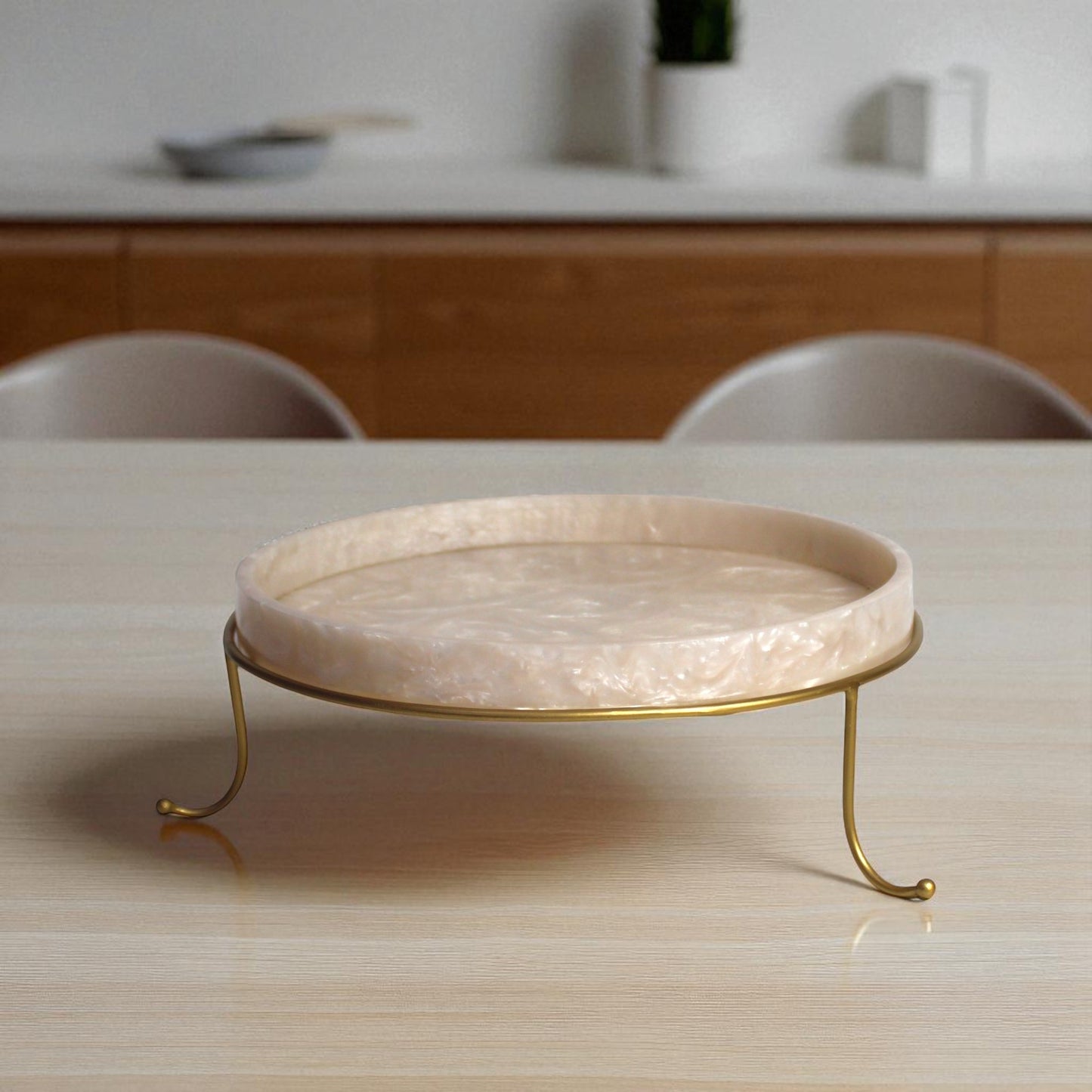 Metal Serving Food Platter with Dark Ivory Tray