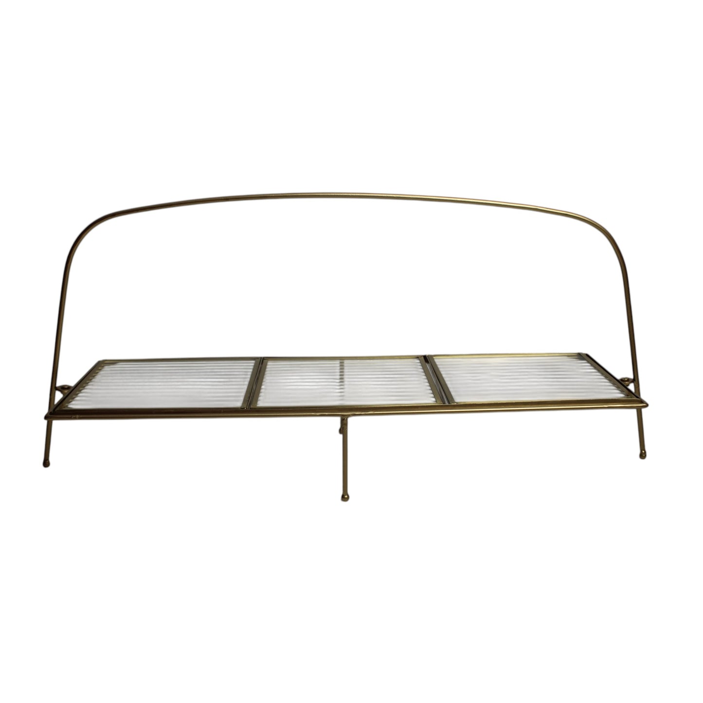 Premium Metal Long Cradle Triple Tray Serving Food Platter