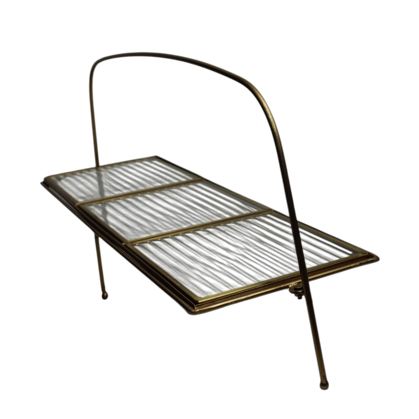 Premium Metal Long Cradle Triple Tray Serving Food Platter