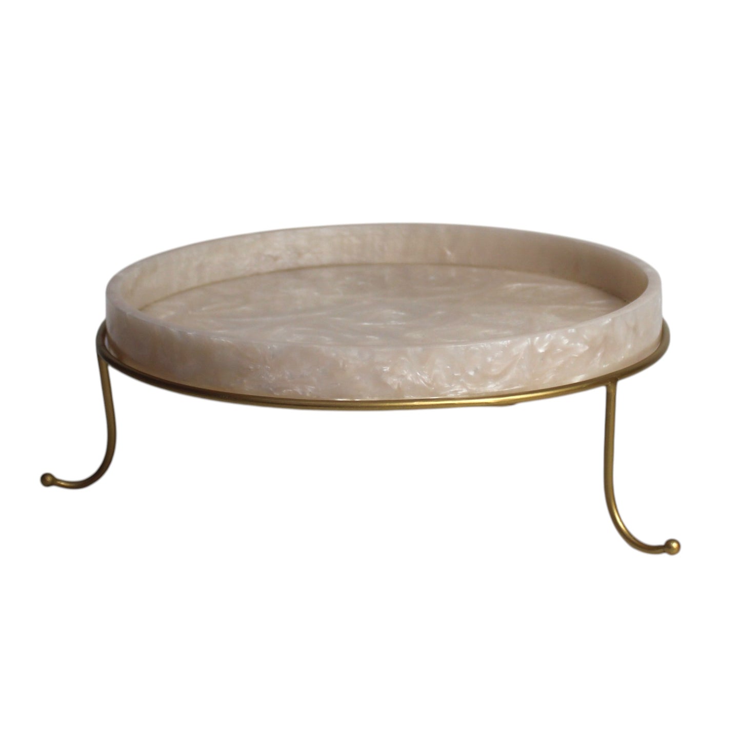 Metal Serving Food Platter with Dark Ivory Tray
