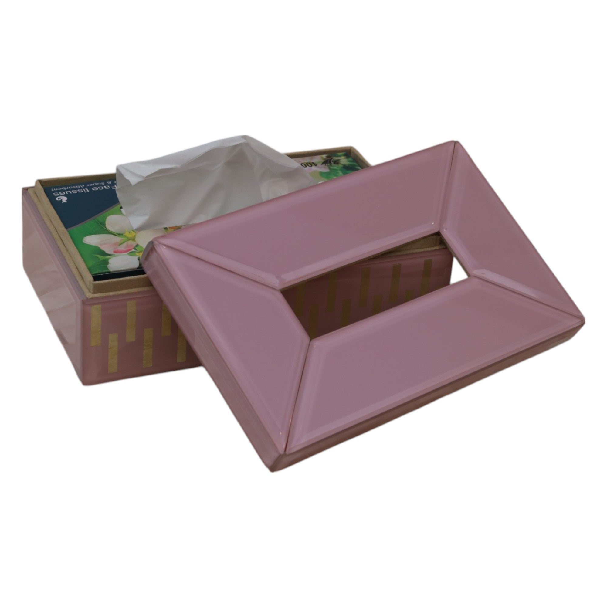 Luxury Decorative Pink Glass Tissue Box