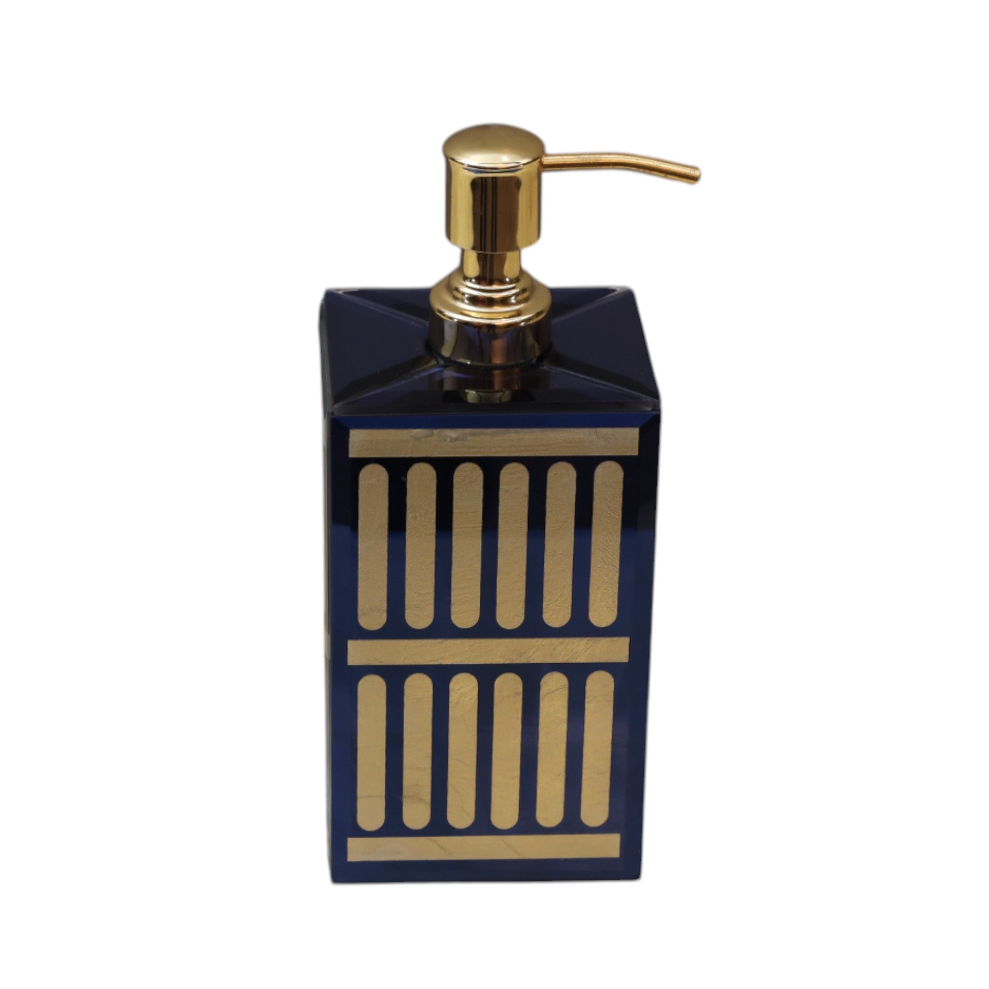 Designer Blue Golden Soap Dispenser for Modern Bathrooms