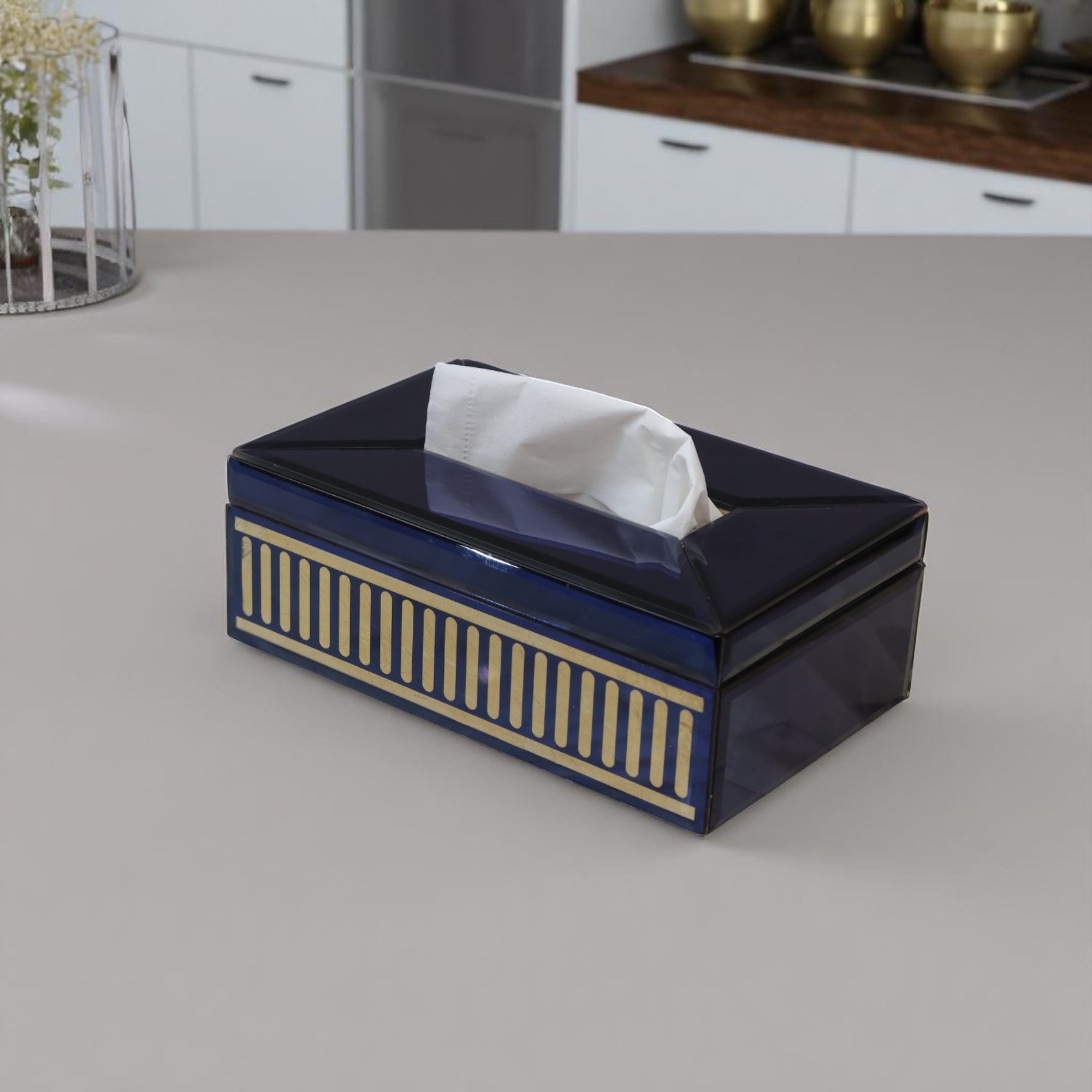  Luxury Decorative Blue Glass Tissue Box 
