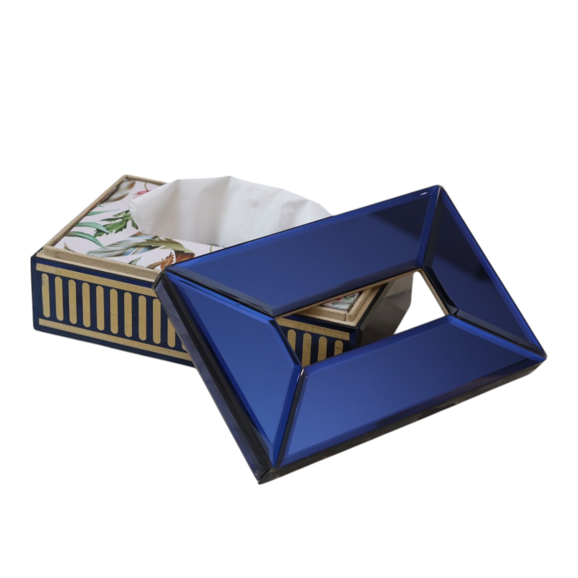 Luxury Decorative Blue Glass Tissue Box