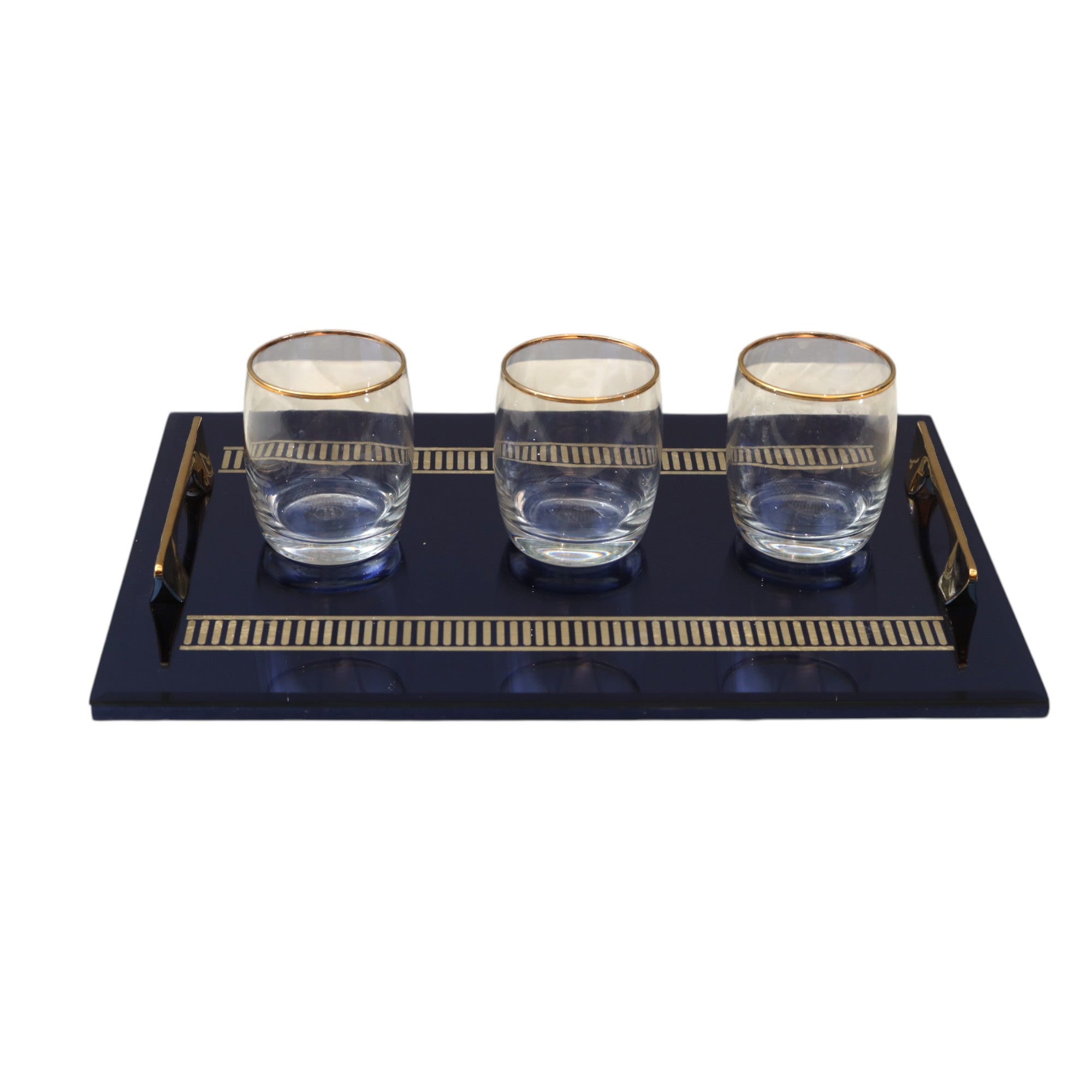Luxury Designer Blue Golden Glass Tray