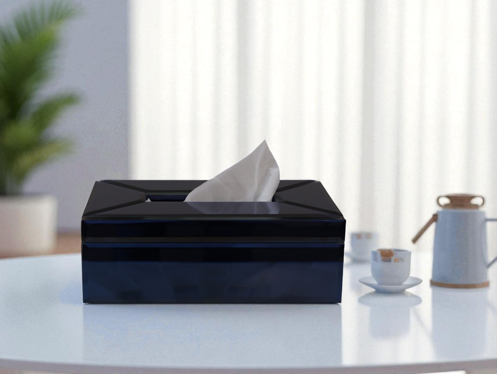 Luxury Blue Glass Tissue Box
