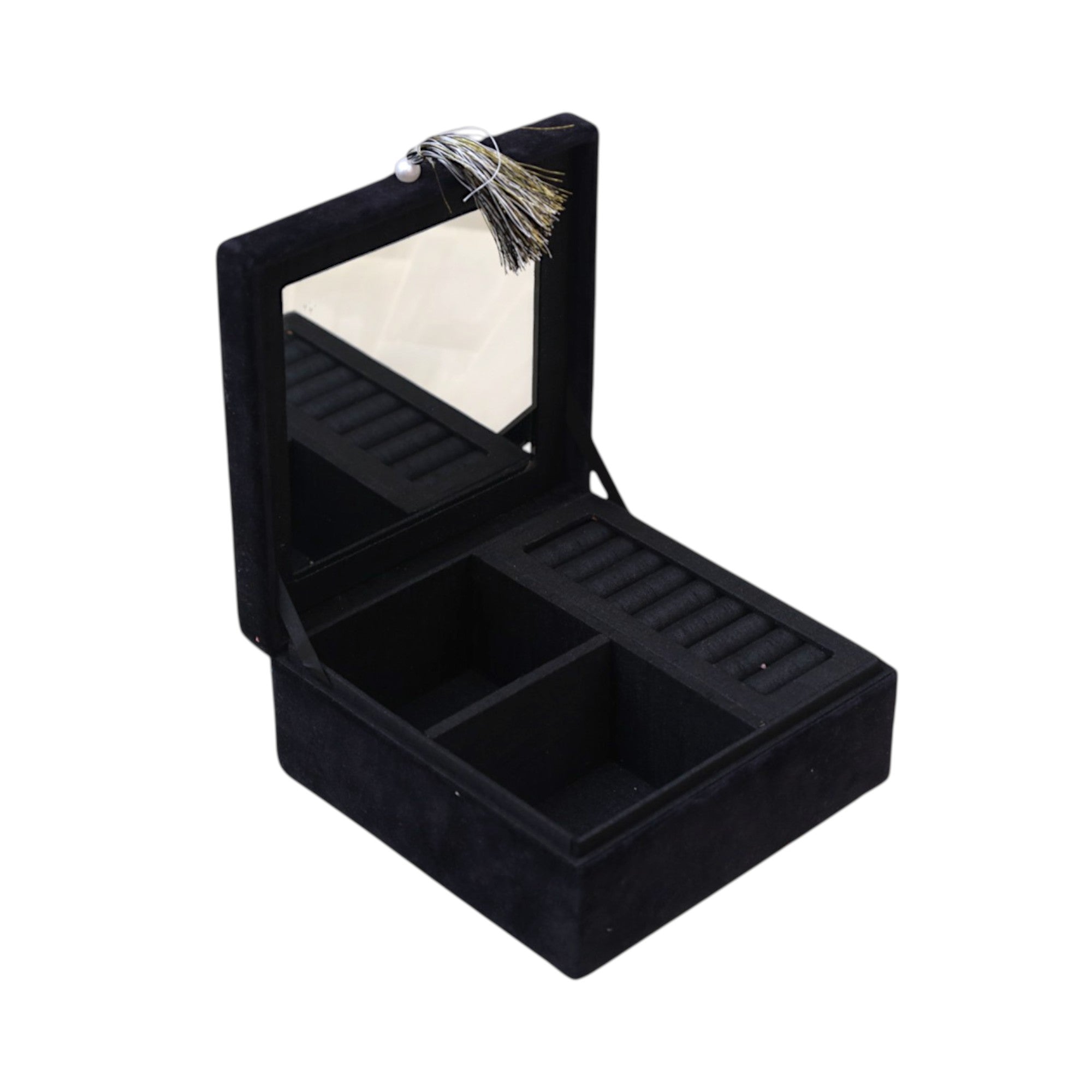 Jewels with Beads Multipurpose Black Jewellery & Makeup Box