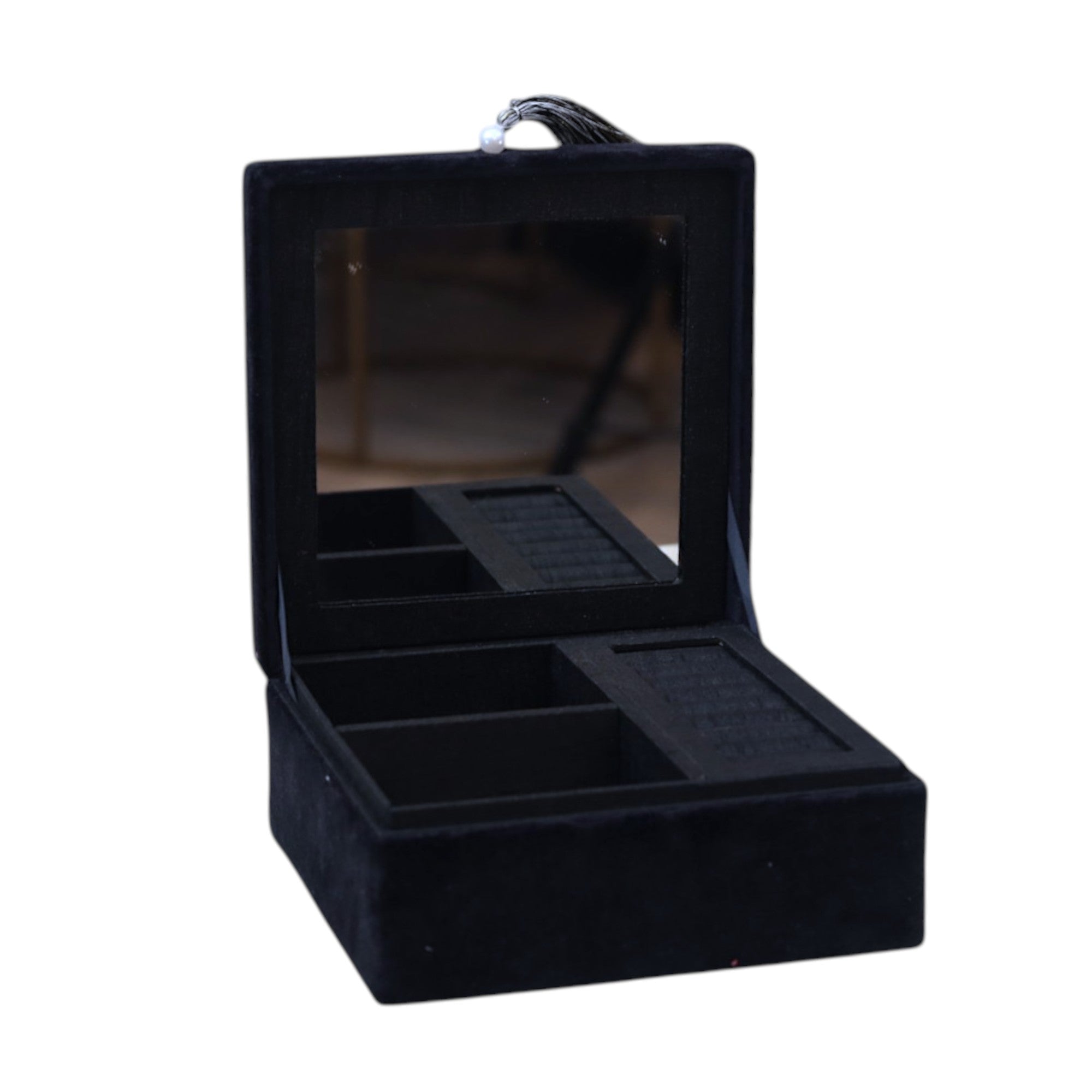 Jewels with Beads Multipurpose Black Jewellery & Makeup Box
