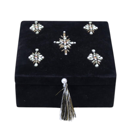 Jewels with Beads Multipurpose Black Jewellery & Makeup Box