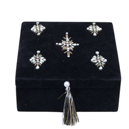 Jewels with Beads Multipurpose Black Jewellery & Makeup Box