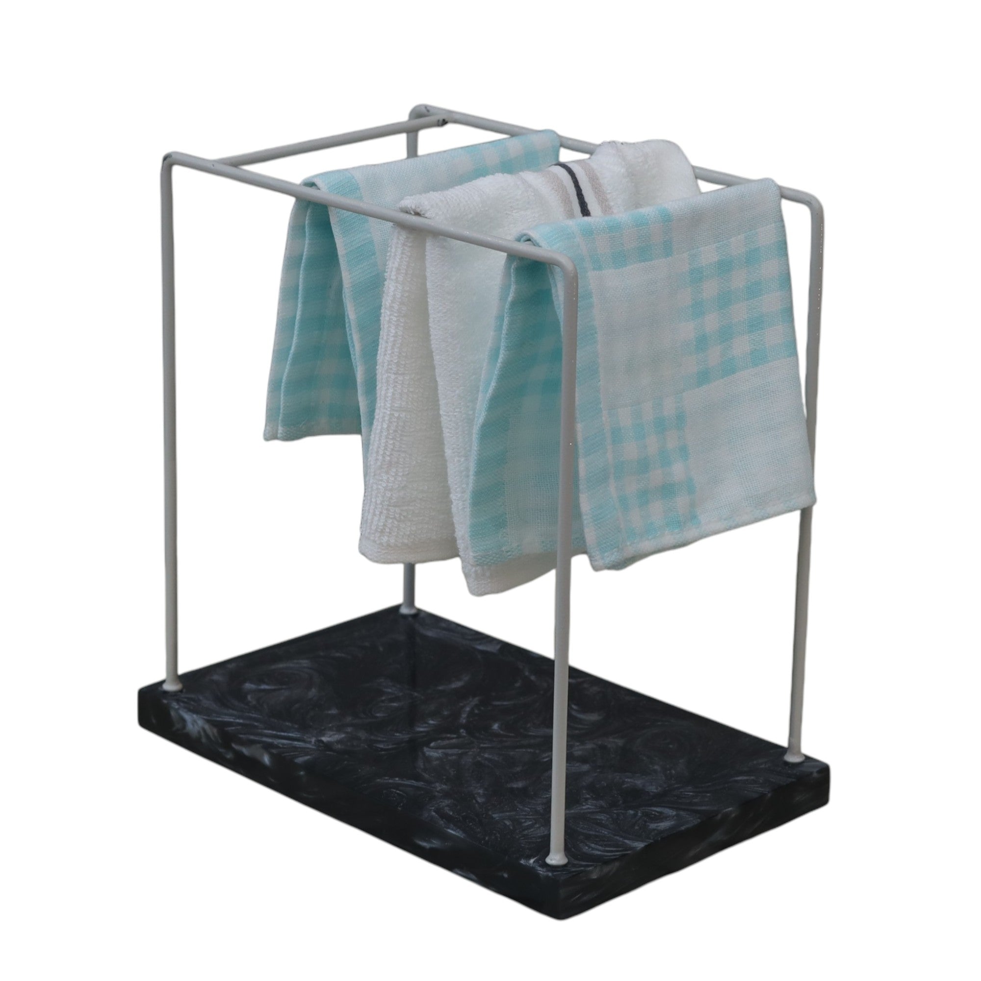 Monkey Bar Metal Towel Stand With Black Resin Base