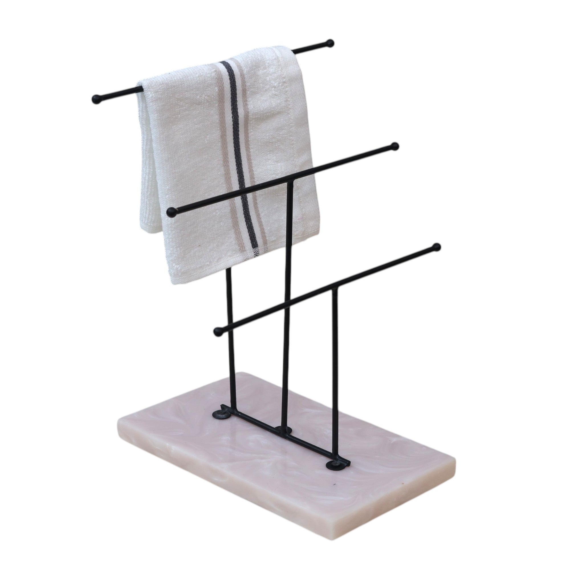Designer Step Towel Stand With Ivory Resin Base