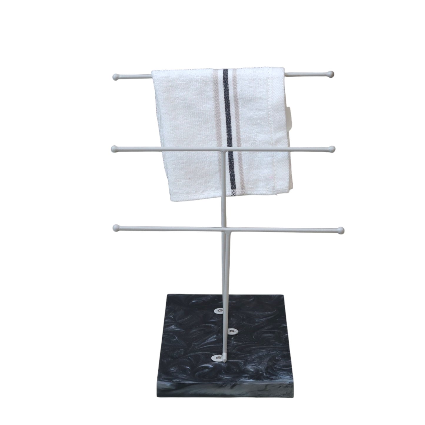 Designer Step Towel Stand With Black Resin Base