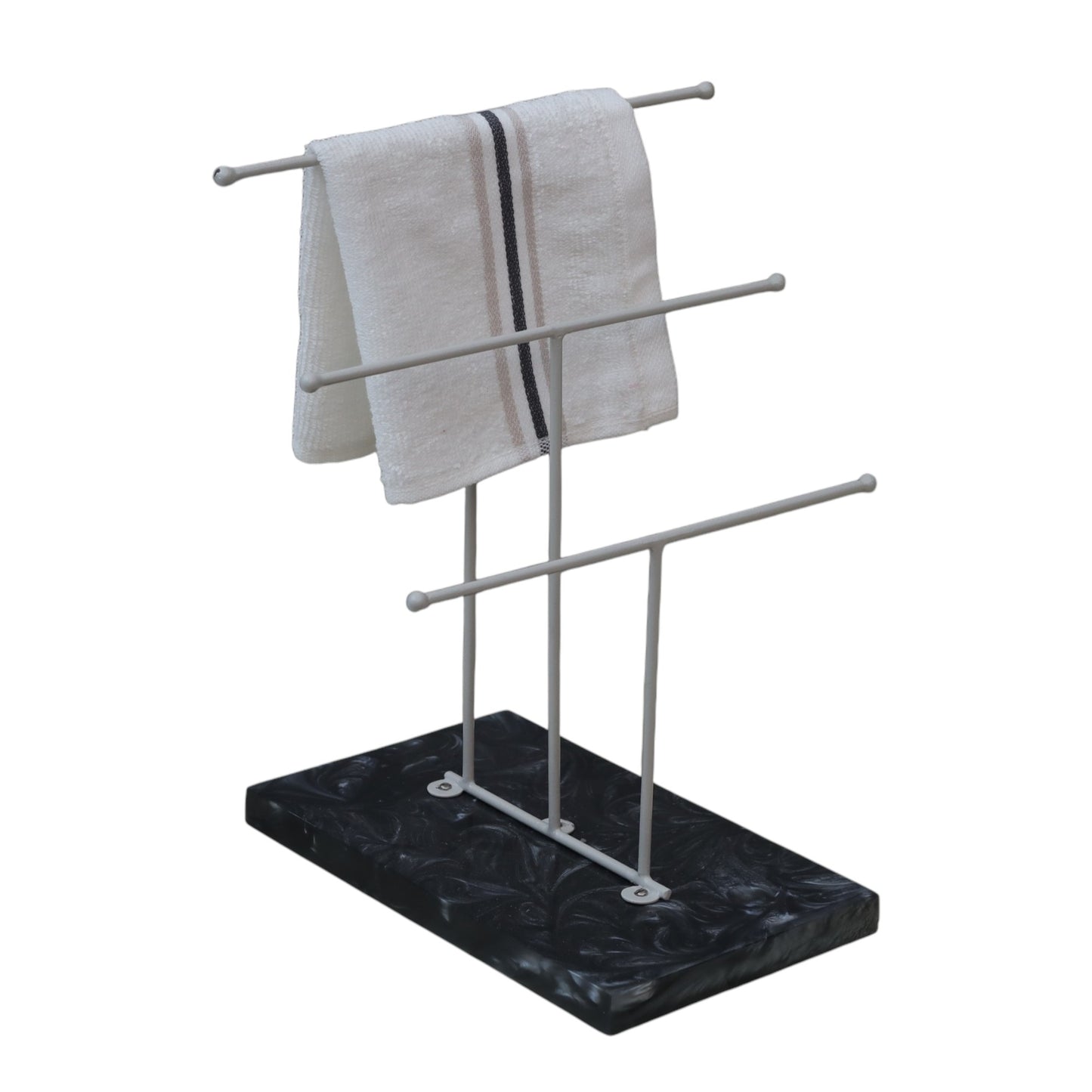 Designer Step Towel Stand With Black Resin Base