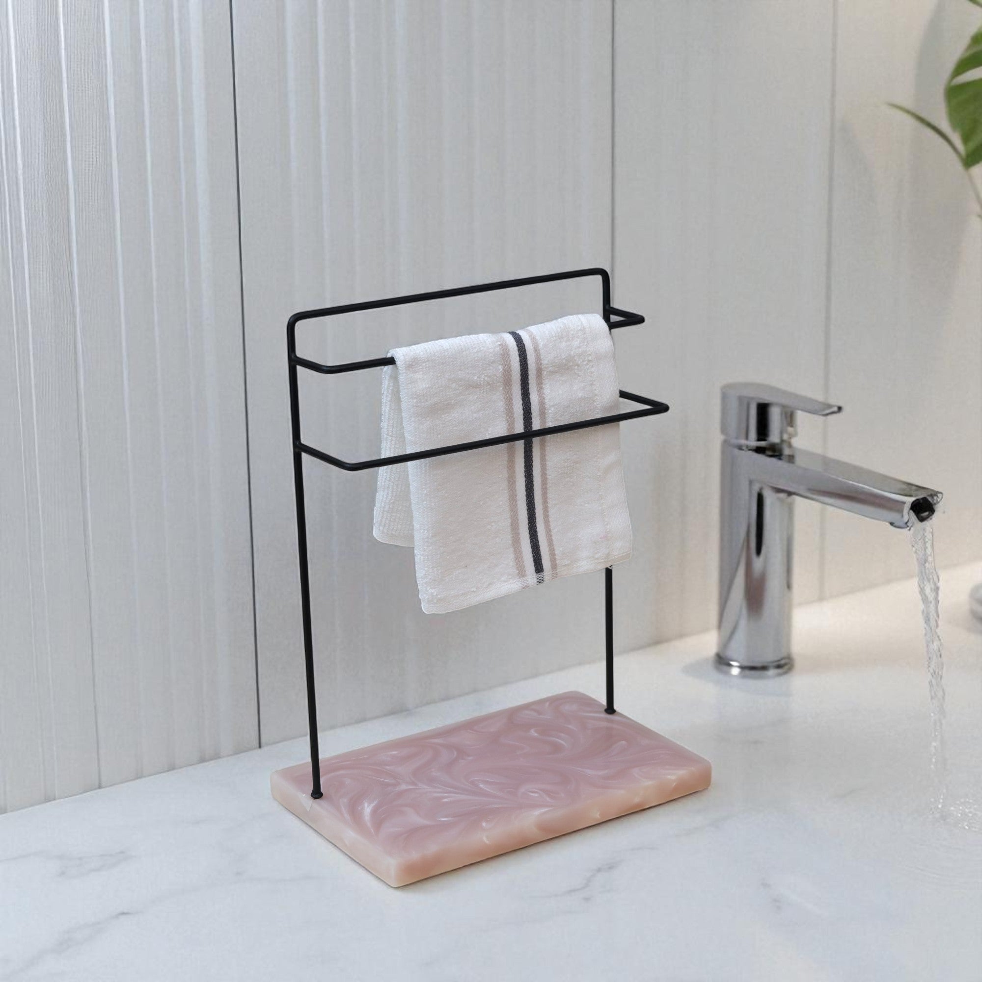 Extended Metal Black Powder Coated Towel Stand