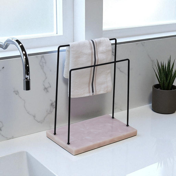 2 Steps Metal Powder Coated Towel Stand With Beige Resin Base