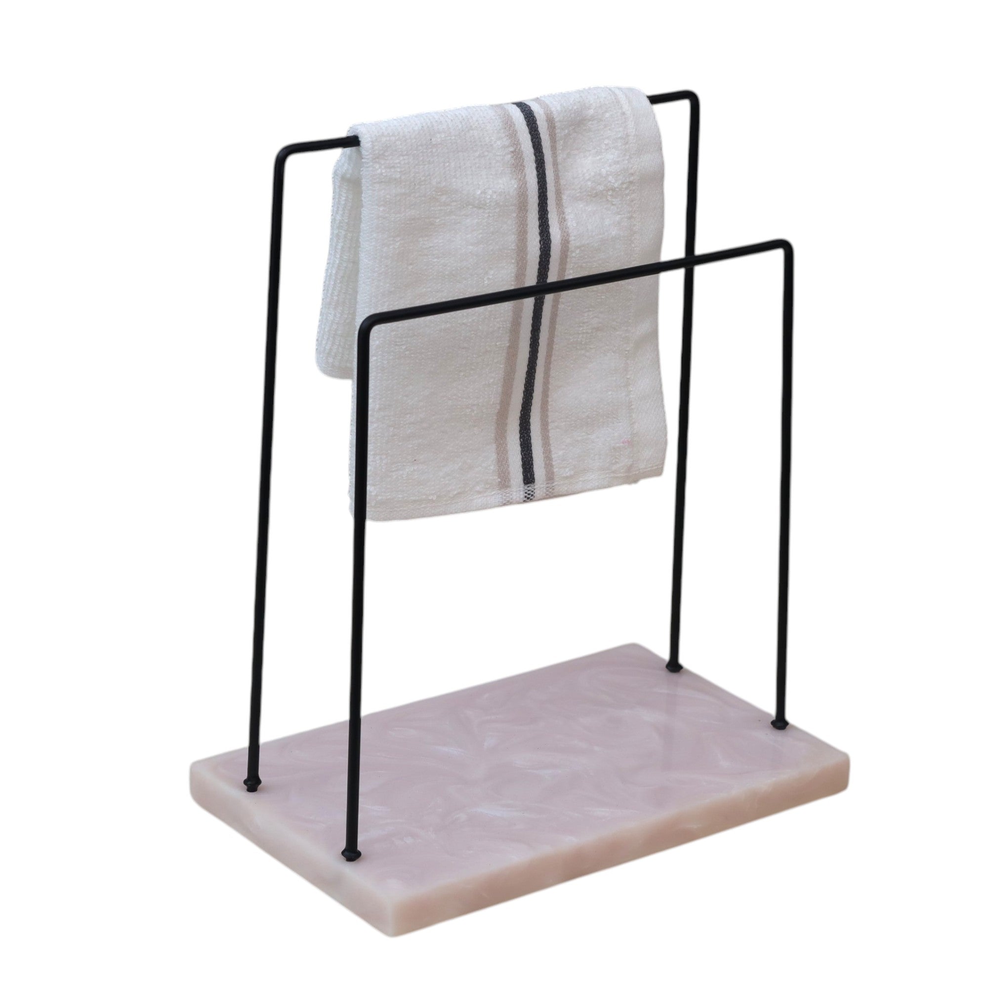 2 Steps Metal Powder Coated Towel Stand With Beige Resin Base