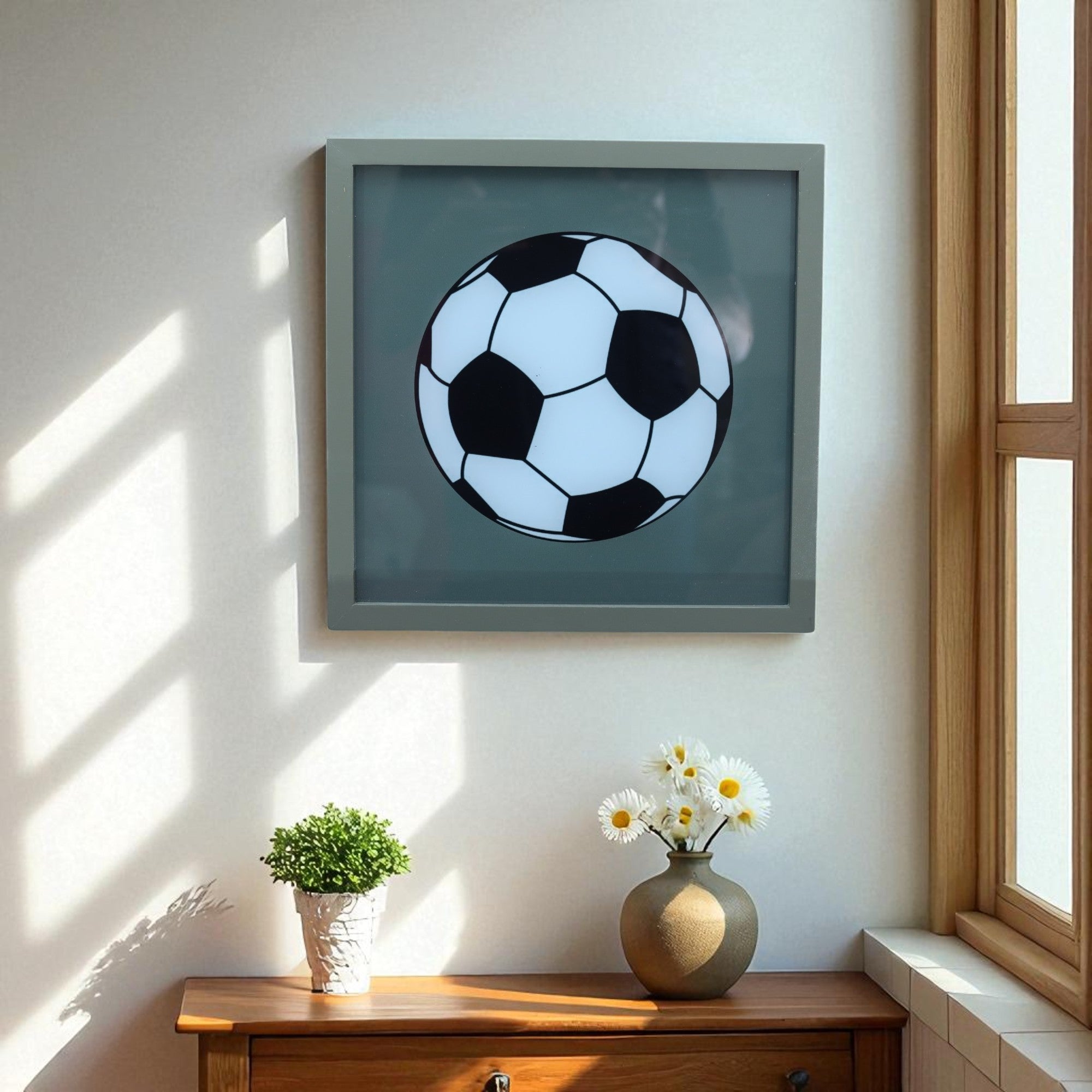 Premium Glass Wall Décor with Football Design
