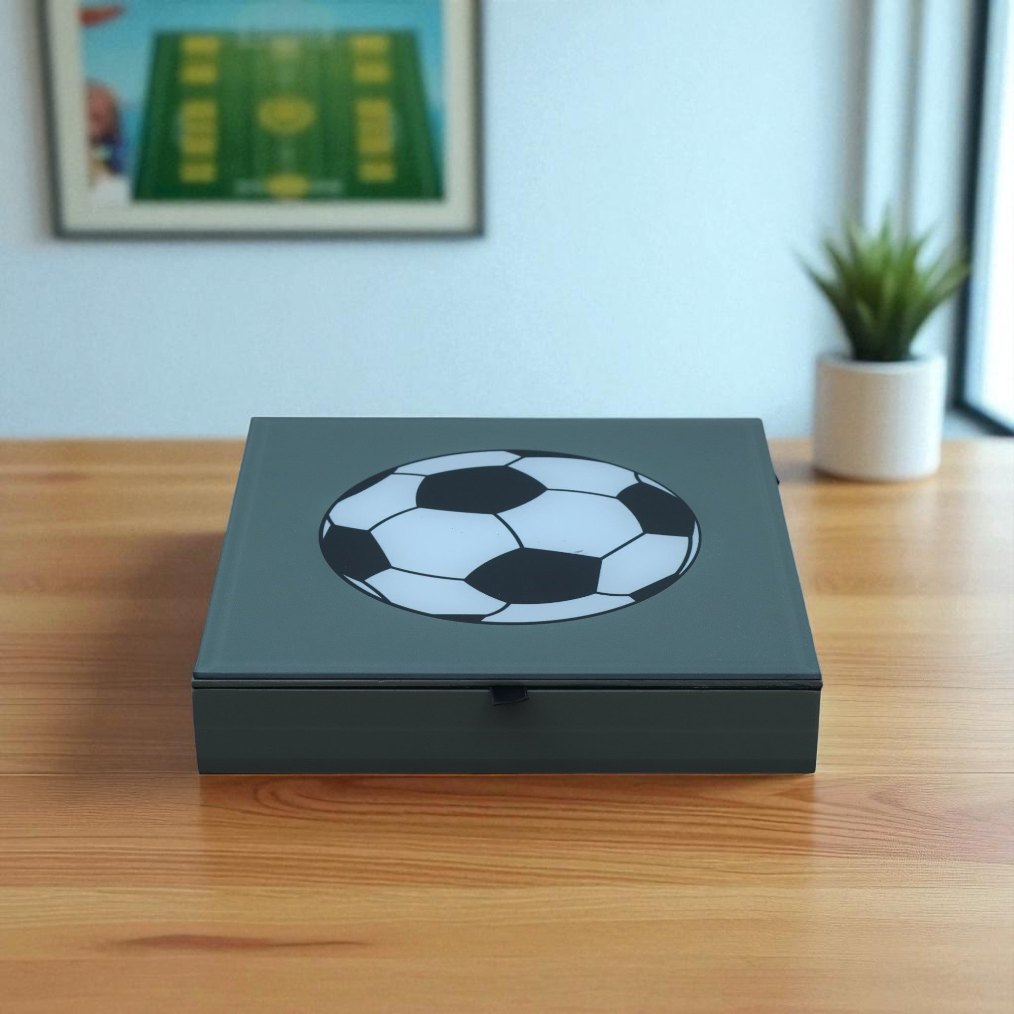 Premium Glass Stationery Organizer with Football Design