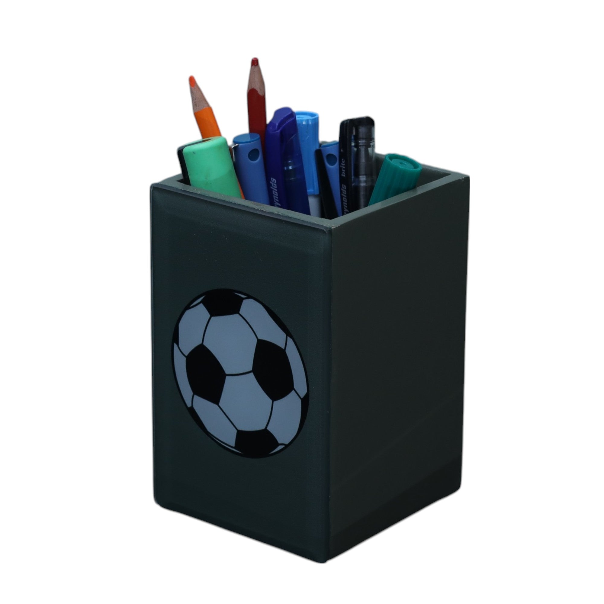 Premium Glass Pen Holder with Football Design
