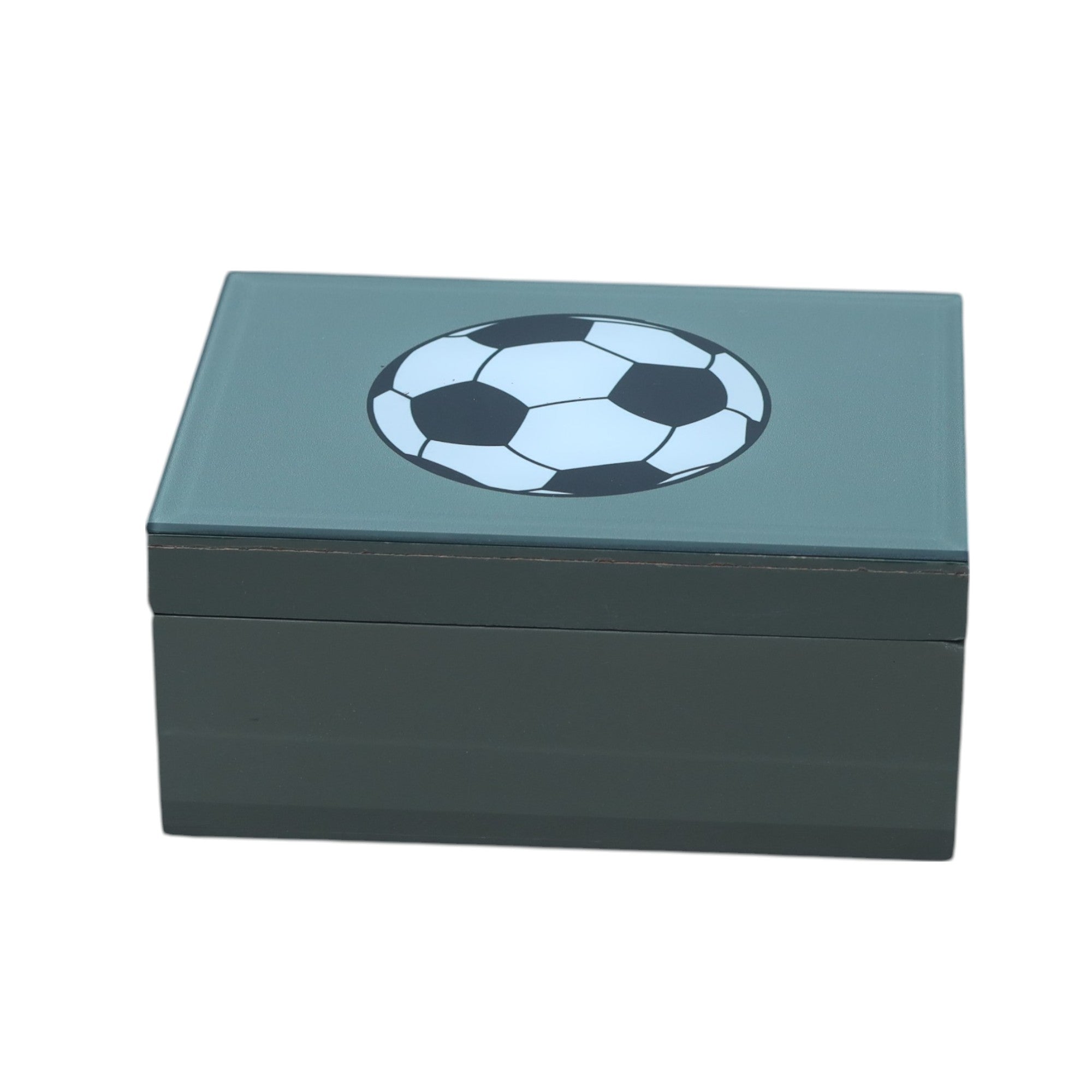 Premium Glass Small Storage Box with Football Design