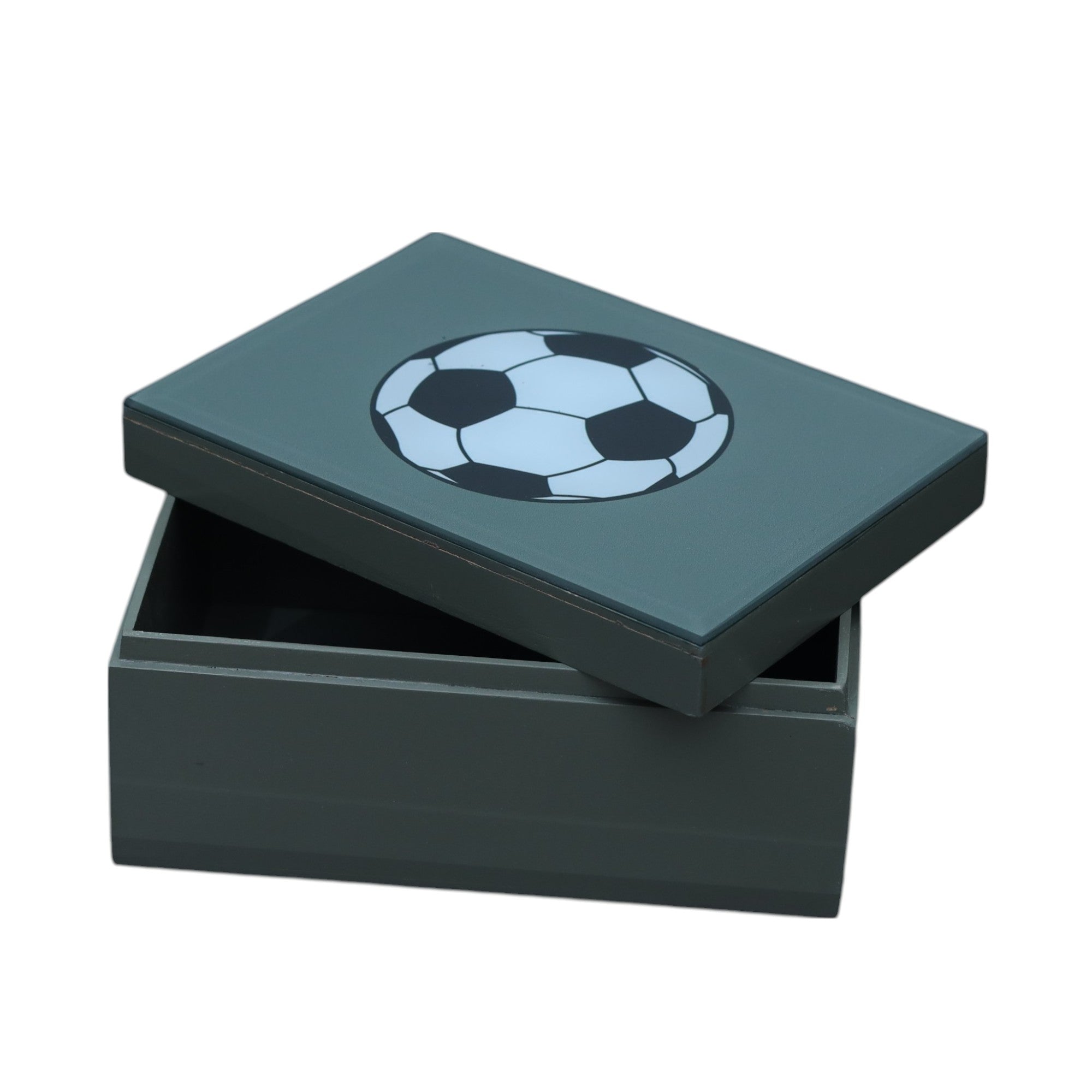 Premium Glass Small Storage Box with Football Design