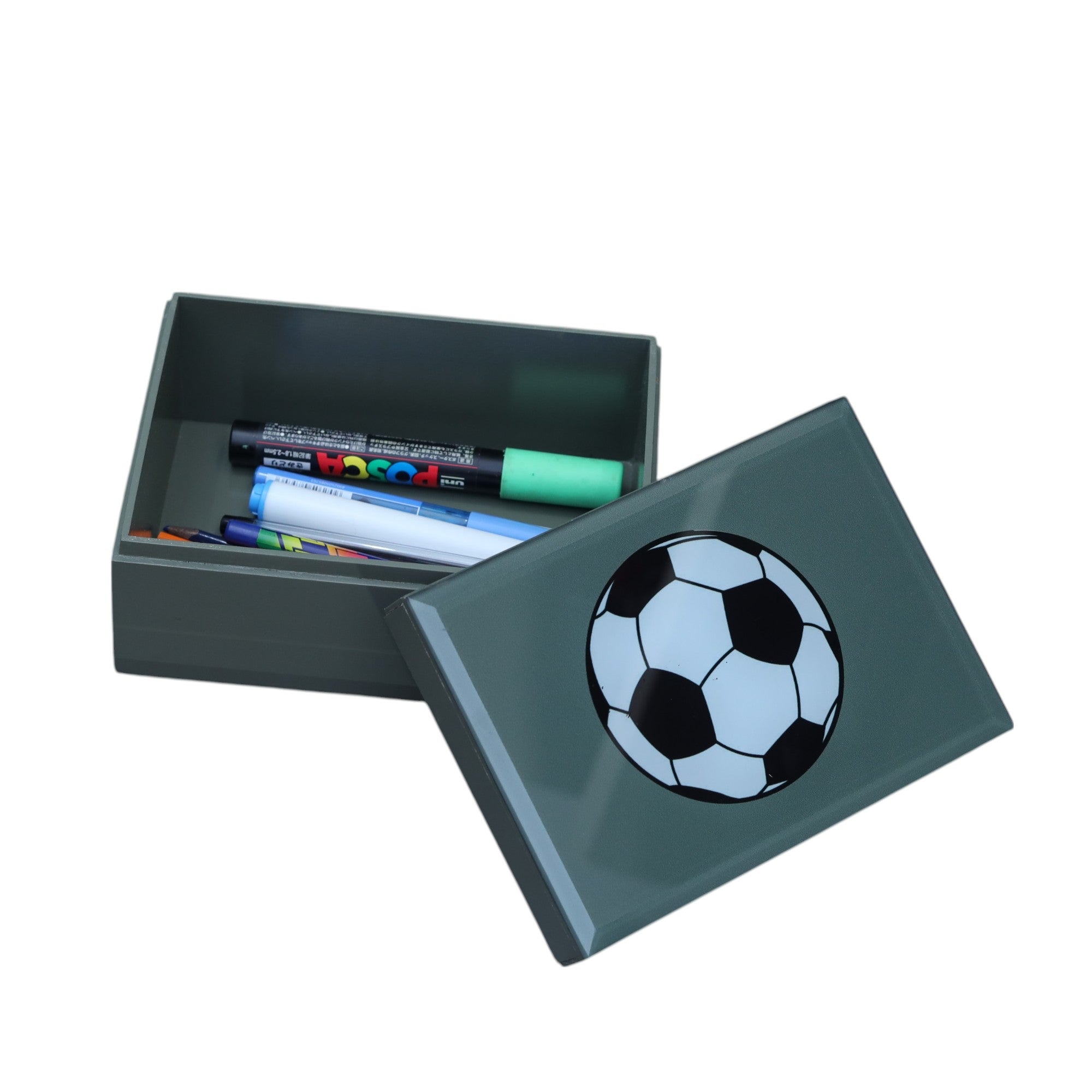 Premium Glass Small Storage Box with Football Design