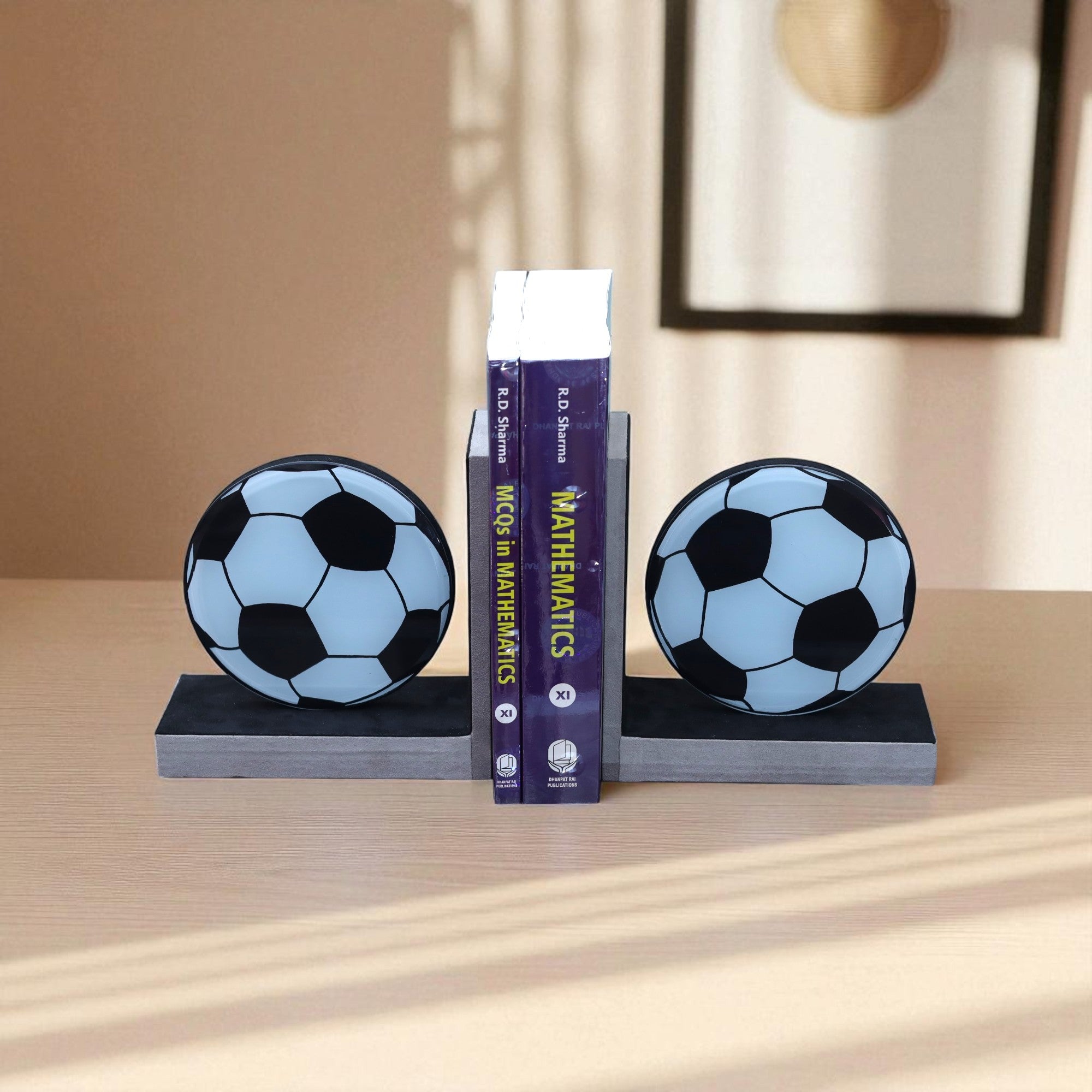 Premium Glass Bookends with Football Design