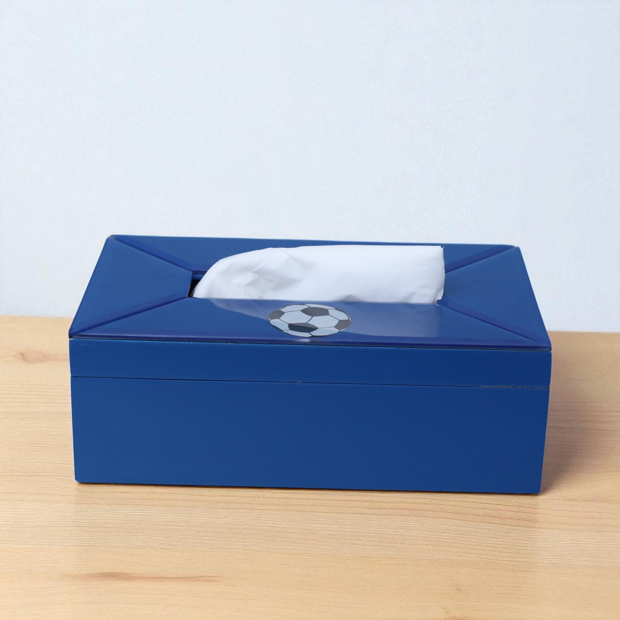 Premium Glass Tissue Box Holder with Football Design